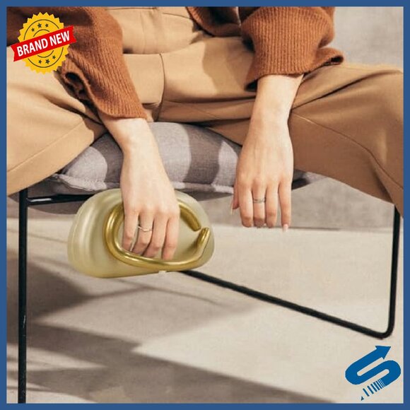 PU Leather Evening Clutch with Chain Strap, Magnetic Closure, 7.5x3x4.3in - Picture 6 of 8